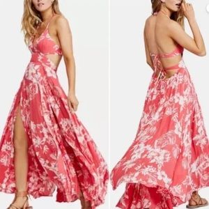 Free people Lillie red maxi floral dress XS